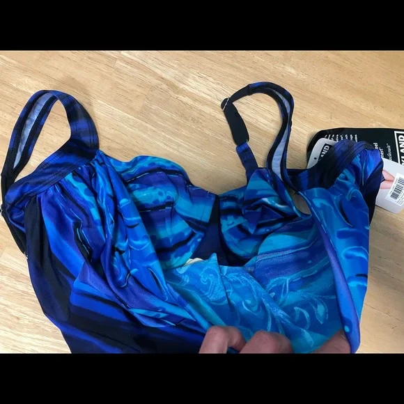 NWT! Miracle Suit Royal Blue, purple, black Misses plus Bathing Suit one piece - Picture 3 of 11